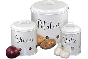 Home Acre Designs Food Storage Container with Airtight Lids for Vegetables, Potato, Onion & Garlic, Set of 3, Large