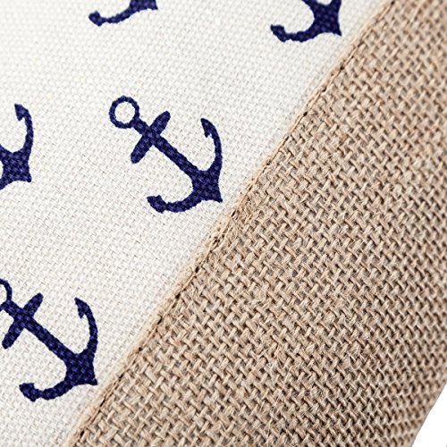 MISS FANTASY Makeup Bag Straw Cosmetic Bag Anchor Print Good for Beach Travel (BEIGE) - Thumbnail 3