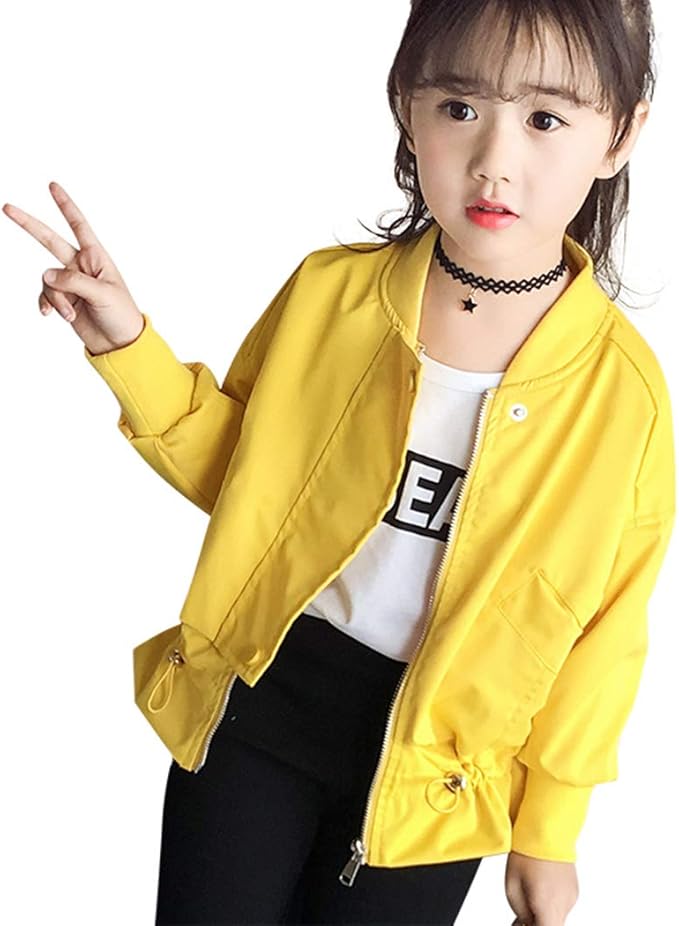 Amazon 子供服 ガールズ コート ジャケット 長袖 後ろ刺繍 カジュアル ジップアップ パーカー アウター コート 春服 秋服 ブルゾン 女の子 コート ジャケット 通販