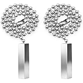 Dotlite 2Pack Metal Ceiling Fan Pull Chain, 12 Inch Minimalist Beaded Decorative Extender, Elegant Light Pull Charm for Ceiling Fans & Lamps, Durable Silver Chain Replacement
