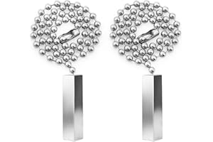 Dotlite 2Pack Metal Ceiling Fan Pull Chain, 12 Inch Minimalist Beaded Decorative Extender, Elegant Light Pull Charm for Ceiling Fans & Lamps, Durable Silver Chain Replacement