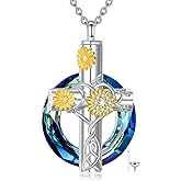 RYJOZT Cremation Jewelry for Ashes S925 Sterling Silver Urn Cross Necklace Memorial Necklace for Human Ashes of Loved Ones Keepsake Locket Pendant for Men Women