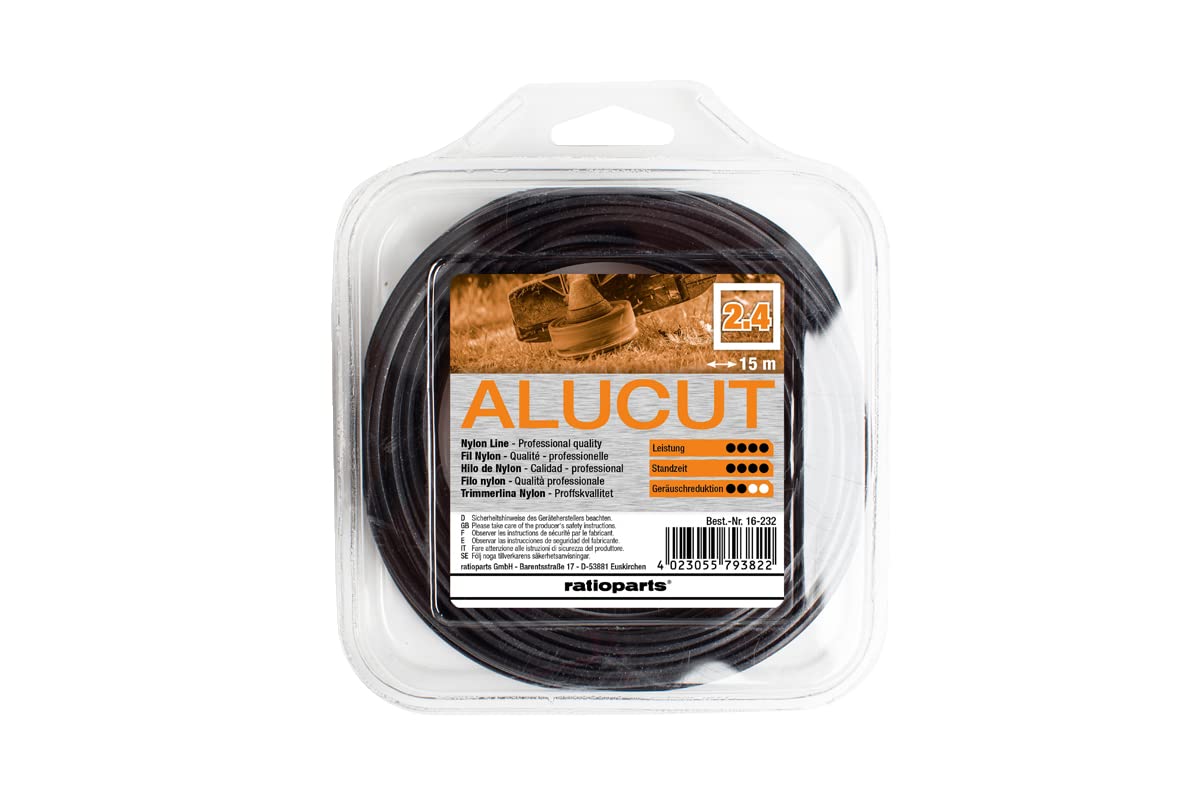 Ratioparts Nylon Line 2.4mm Alu-Cut 15m Trimmer Line 4-Sided Line - Black