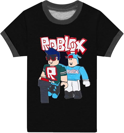 Boys Roblox Tshirt Black Grey T Shirt for Kids and Teens 612 Years