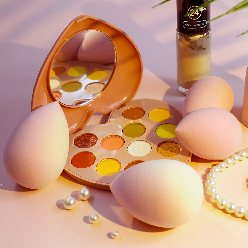 BEAKEY Color-Changing Makeup Sponge Set Blender Beauty Foundation Blending Sponge, Flawless for Liquid, Cream, and Powder, 2 Pcs : Beauty