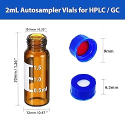 HXymxkeqi 2 mL Amber Autosampler Vials 100 Pack