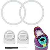 2pcs Bottle Seal Ring & 2pcs Replacement Stopper for Owala FreeSip 24oz 32oz, BPA-Free Silicone O Ring Water Bottle Top Rubber Lid Parts for Owala 16/19/24/32/40oz Gasket Plug Accessories(White)