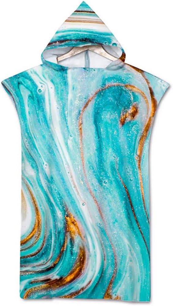 Surwin Hooded Changing Robe Adult Surf Poncho Towel, Beach Towel Surfing Swimming Robe Light Weight Compact Microfibre Changing Wetsuit for Women and Men (70 * 110cm,Lake Blue)