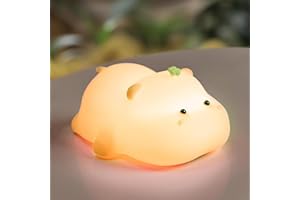 VTIGER Pink Hippo Night Light, LED Squishy Cute Lamp, Night Light for Kids, Silicone Hippo Light, Dimmable Girls Baby Bedroom Nightlight, Rechargeable Touch Lamp for Breastfeeding Nursery Decor