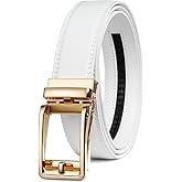 Founders & C Men's Leather Ratchet Comfort Click Belt Dress with Slide Buckle -Adjustable Trim to Fit