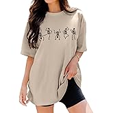 AG AGUU Women’s Dancing Skeleton Shirt Halloween Skull Graphic T Shirt Vintage Retro Tees Short Sleeve Oversized Tops