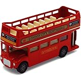 London Double Decker Bus Open Top, Red - Motormax 76008 - 4.75" Diecast Model Toy Car