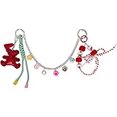 QTMY Cute Bear Doughnut Beaded Braided Keychain Bag Charms for Handbag Purse Backpack Accessories Bogg Bag,564