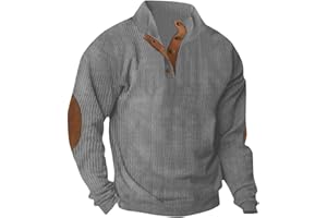 lcziwo Mens Corduroy Sweatshirt 1/4 Button Up Mock Neck Long Sleeve Pullover Tops Fall Plus Size Sweaters