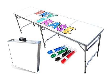 Partypongtables Com Portable Folding Table W Dry Erase Surface Markers For Art Classroom Parties And More 4 Ft Or 8 Ft