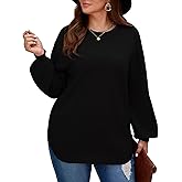 BELAROI Plus Size Sweaters for Women Long Sleeve Shirts Loose Casual Oversized Tunic Sweater Fall Outfits Curved Hem M-5X