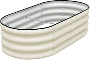 SnugNiture Galvanized Raised Garden Bed, 4x2x1ft Oval Metal Planter Box for Planting Outdoor Plants Vegetables