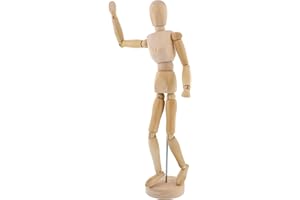U.S. Art Supply 12" Wooden Male Manikin Posable Figure for Drawing - Articulated Mannequin with Base and Flexible Body for Drawing The Human Figure