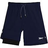 Reebok Boys Shorts - 2 in 1 Basketball Shorts with Compression Liner and Pockets - Gym and Running Boys Athletic Shorts