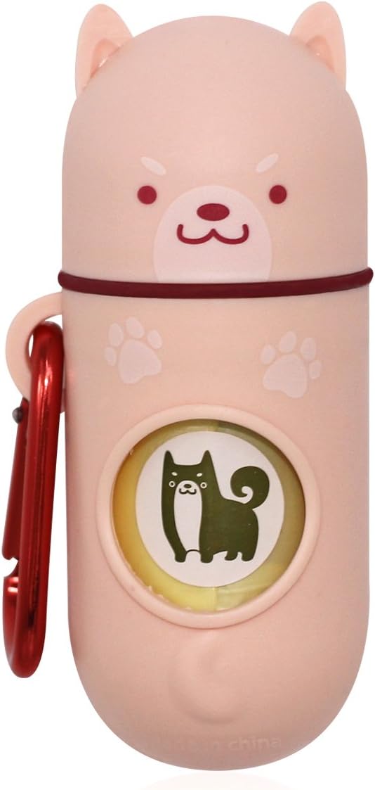 [Nature Comes] Leash Dispenser for Dog Waste Bags "Juliet" Including 1-Refill Roll(Compostable, Leak-proof, 15-Count Scented Dog Poo Bags) with Metal Carabiner Clip for Dog Collar