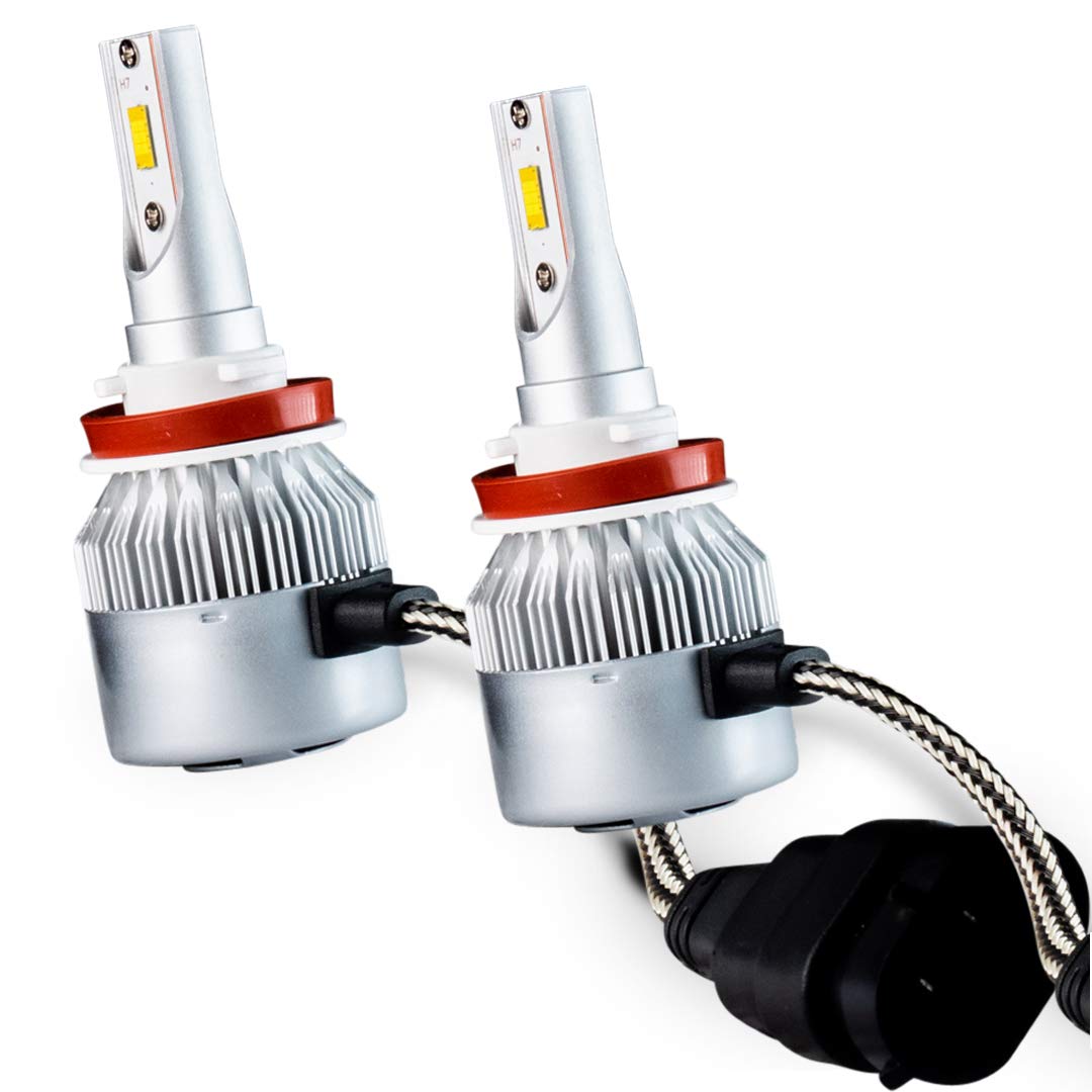 Brightt LED Headlight Bulbs Conversion Kit H11 / H8 / H9 (Pack of 2) High-Power Restoration Kit, 200% Brighter than Stock Headlights – 50,000 Hours Continuous Use, 8000 Lumens – White 6000K for Cars