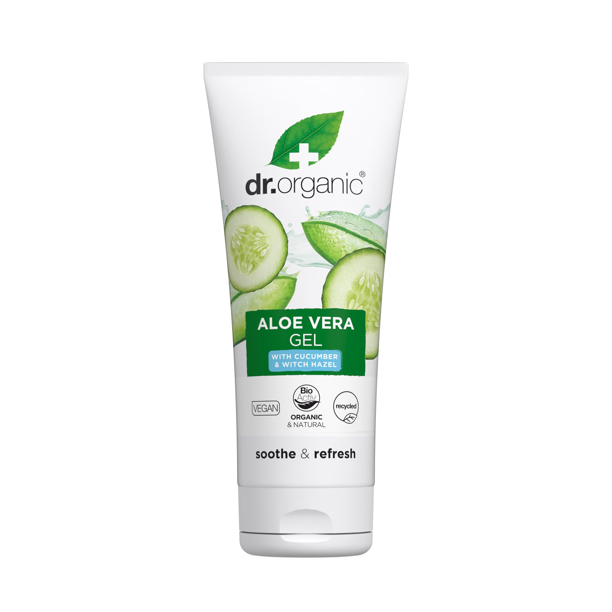 Dr Organic Aloe Vera Gel with Cucumber, Soothing, All Skin Types, Natural, Vegan, Cruelty-Free, Paraben & SLS-Free, Recycled & Recyclable, Organic, 200ml, Packaging may vary
