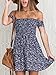 BerryGo Women's Vintage Off Shoulder High Waist Floral Print Beach Mini Dress Blue