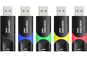 64 GB USB 3.0 Stick 5-Pack, KOOTION USB Memory Flash Drive USB 3.0 Stick 64 GB Thumb Drive USB Drive with LED Indicator for D