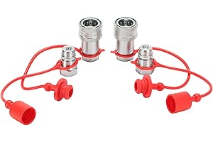 Solimeta 2 Sets 1/2" NPT Hydraulic Quick Connect Tractor Couplers with Dust Caps, ISO 5675 Ball Pioneer Style, Heavy-Duty Qui
