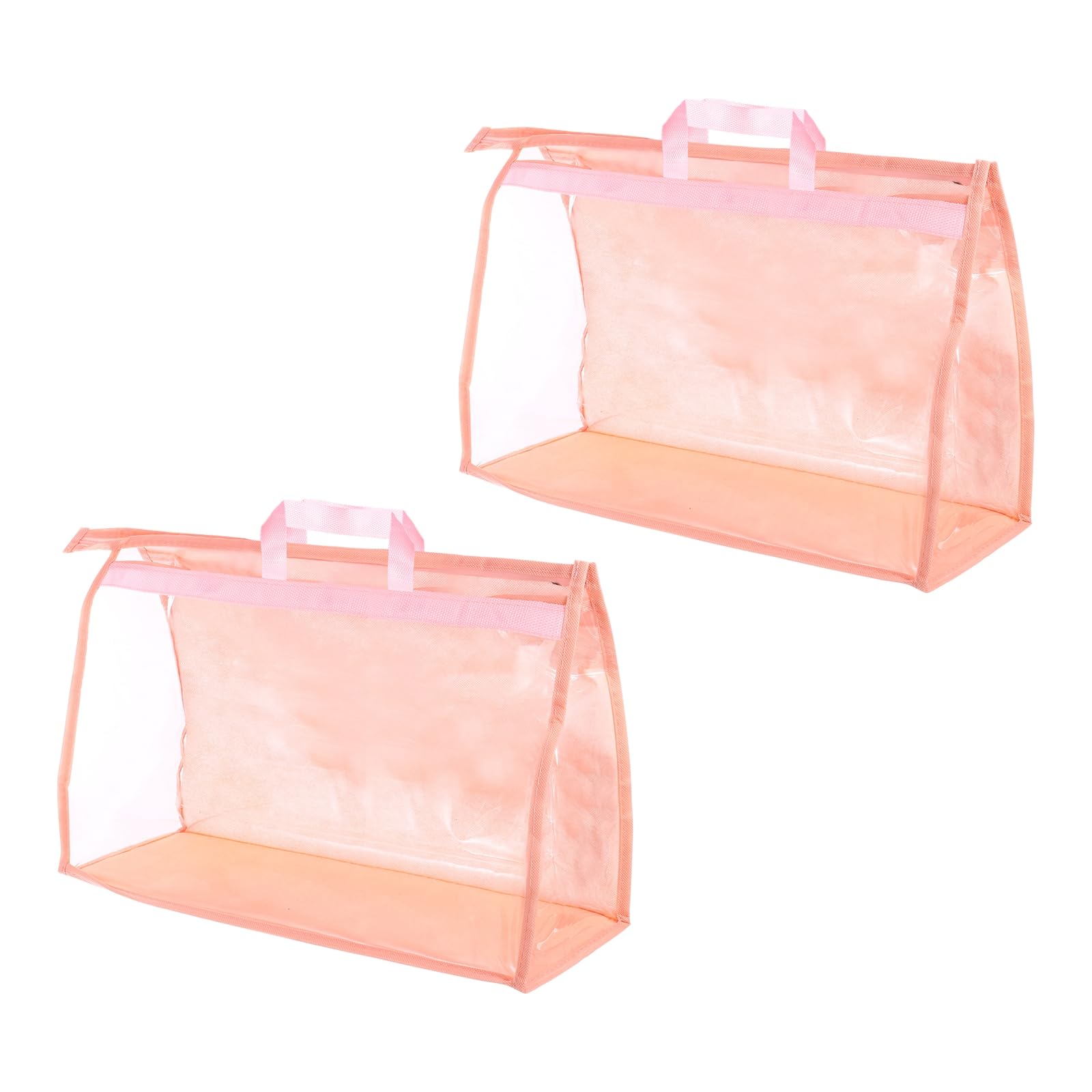 PATIKIL Handbag Dust Bags, 2 Pack Clear Purse Storage Organizer XL Size PVC Dustproof Handbag Cover Transparent Purse Protector for Closet Rack Wardrobe, Pink