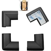 Roving Cove Baby Proof Corner Protector, Pre-Taped, 4 Large Corners | HeftyFit Heavy-Duty Furniture/Fireplace Safety Bumper Guard, Soft Rubber Foam, 3M Adhesive, BPA-free, Onyx Black