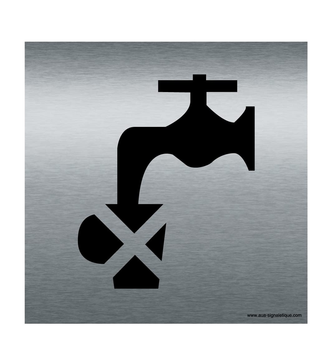 AUA SIGNALETIQUE - Plaque Aluminium Brossé Eau Non Potable - 130x130 mm