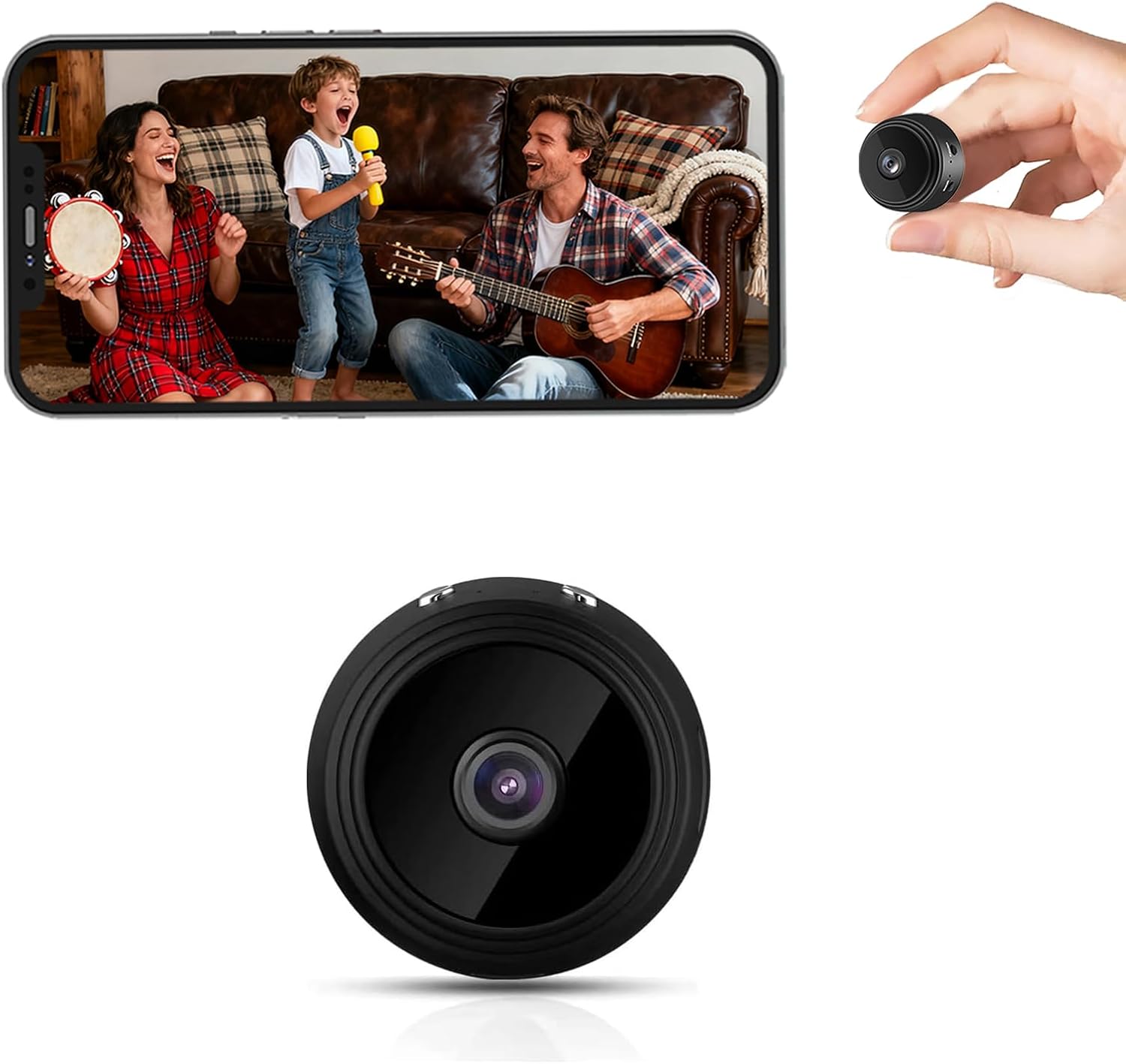 Camuitry Hidden Camera Surveillance Monitor - WiFi Nanny Cam with 1080P Night Vision, Motion Detection, and Smartphone Compatibility - Indoor Spy Camera for Home/Baby/Office