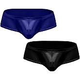 SEAUR Men's Sexy Boxer Briefs Low Rise Metallic Underwear Pouch Sissy Cheeky Underpants