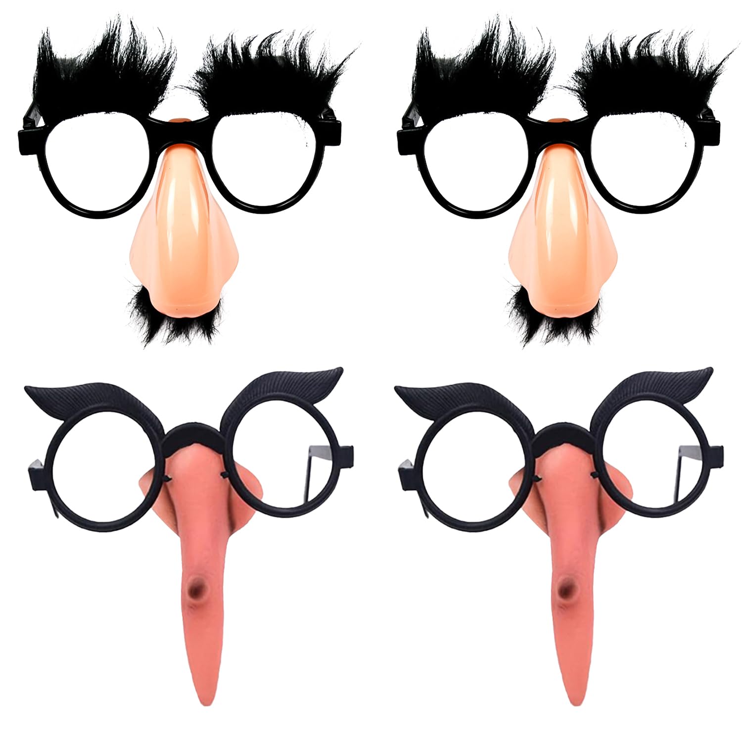 RmKbe 4pcs Halloween Nose Glasses and Witch Nose Glasses Funny Disguise Glasses with Nose Eyebrows Mustache for Halloween Party Decoration