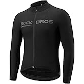 ROCKBROS Winter Cycling Jacket for Men Thermal Fleece Bike Jackets Windproof Cold Weather Running Jacket Breathable