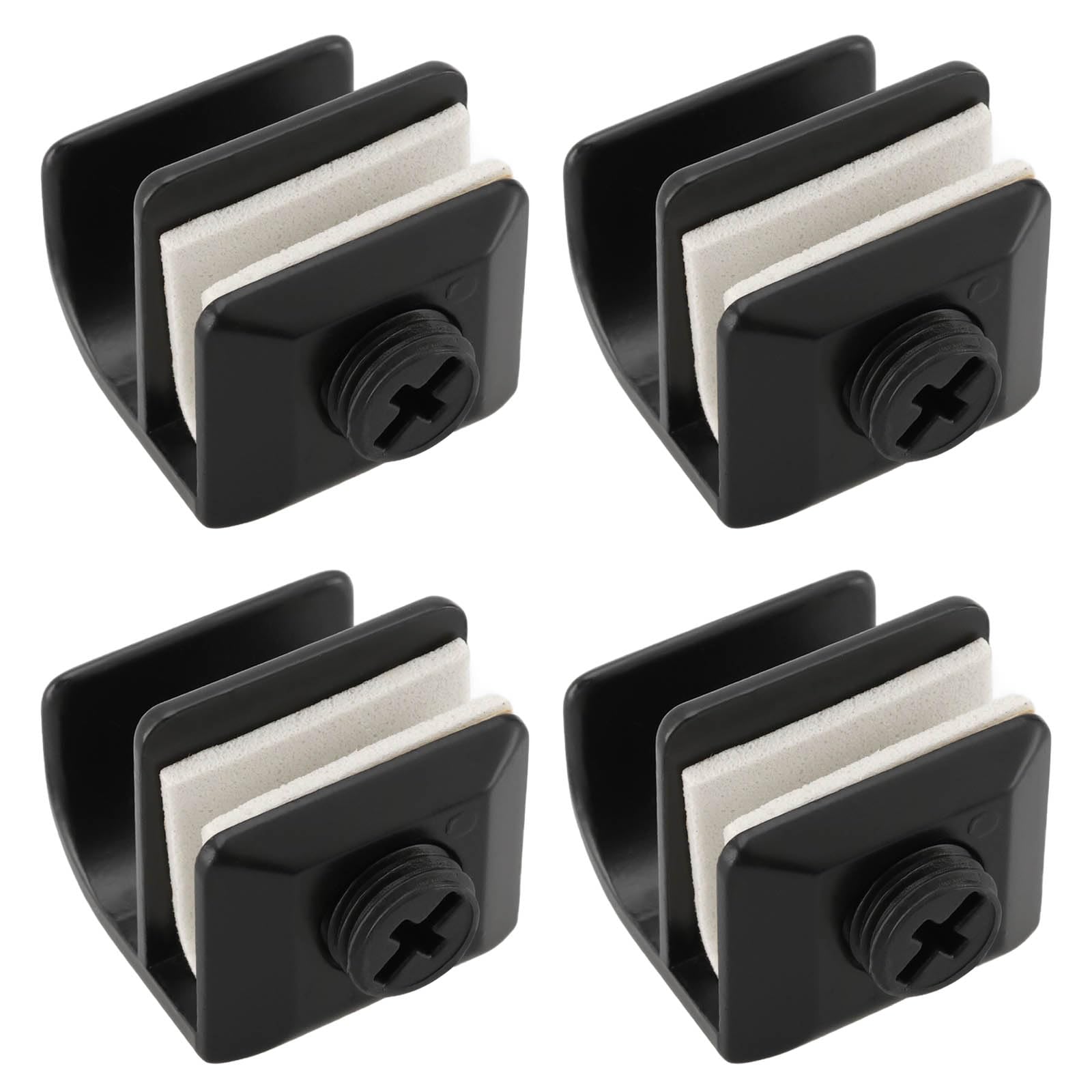 LT Easiyl 4pcs Glass Door Handle Zinc Alloy Non Drilling Glass Display Cabinet Clamp Handle for 3-5mm Thickness Showcase Glass Cabinets Kitchen Bathroom Cabinets Handle Black