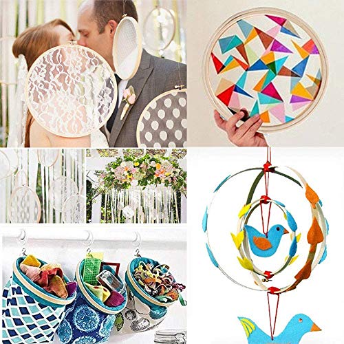 WOWOSS 12 Pieces 6 Inch Embroidery Hoop Set Bamboo Circle Cross Stitch Hoop Ring for Embroidery and Cross Stitch - Thumbnail 5