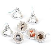 Big Dot of Happiness Woodland Creatures - Baby Shower or Birthday Party Round Candy Sticker Favors - Labels Fit Chocolate Candy (1 Sheet of 108)