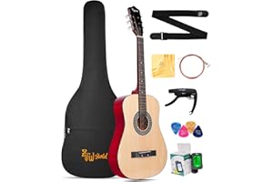 ZJW GOLD Beginner Acoustic Guitar Kit 38'' Acustica Guitarra Starter with Gig Bag, Strap, 4 Picks, 6 Alice Strings, Digital Tuner, Polishing Cloth
