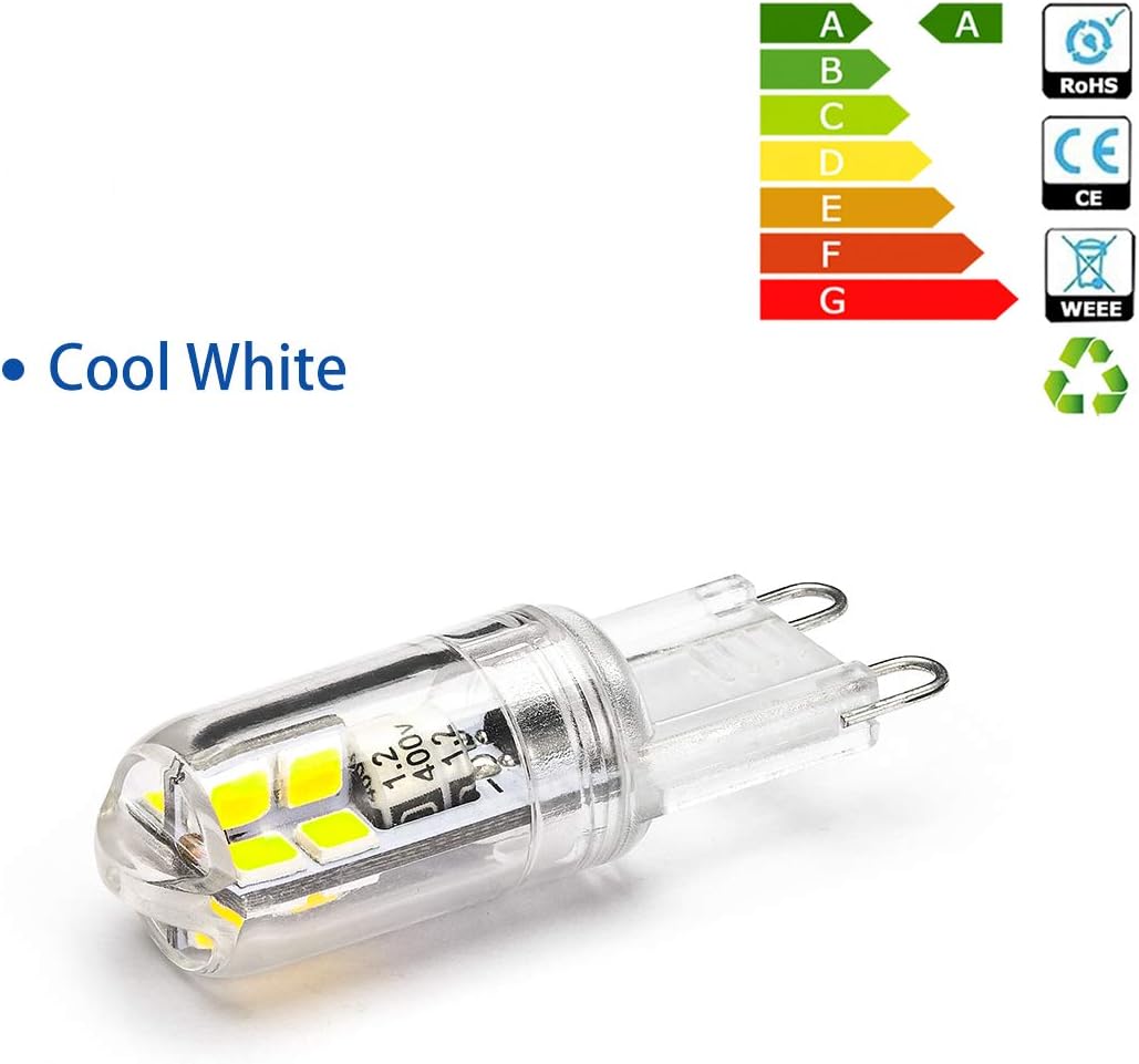 WOWLED G9 LED Light Bulb, 3W Cool White, Upgraded No Flicker No Strobe, Replace Halogen Bulbs, Clear Shell, for Home Lighting Decor - Image 3