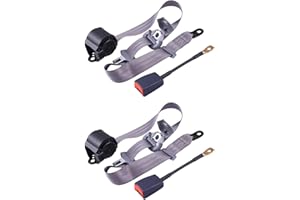2Pcs Retractable Adjustable 3 Point Seat Belt Straps Car Vehicle Belt Kit For Truck,Go Kart, VR,UTV and Buggies Gray