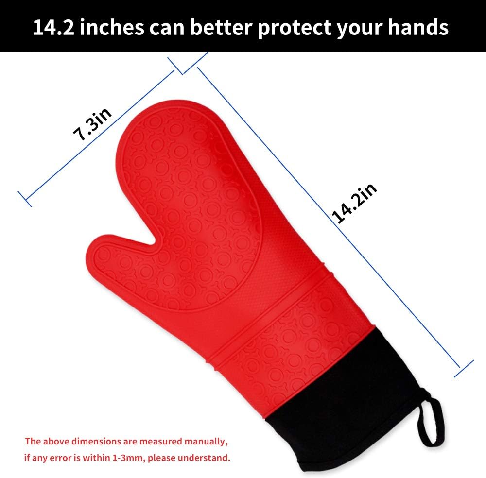 HY Silicone Non Slip Oven Mitts,1 Pair of Extra Long Professional Pot Holders,Heat Resistant Kitchen Cooking Mitts，Baking and Outdoor BBQ: Home & Kitchen