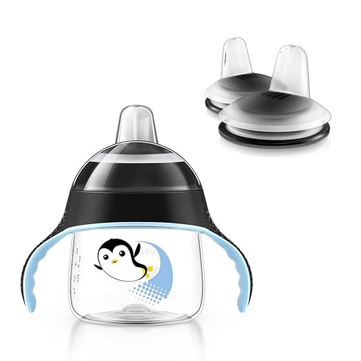 Philips Avent Pinguin-Becher mit Trinkschnabel, ab dem 6. Monat, 200 ml & 2 x Ersatzschnabel, schwarz