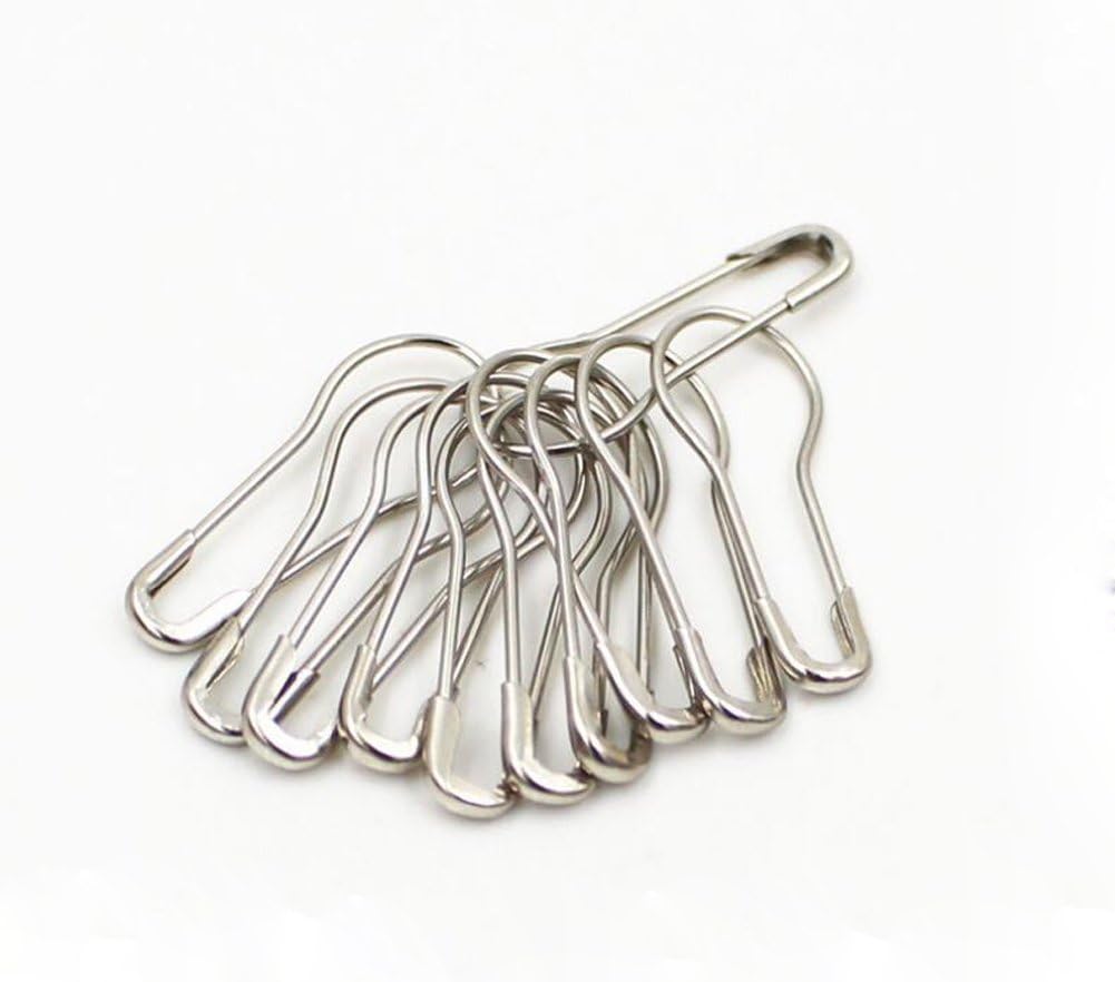 500PCS Metal Thick Gourd Safety Pins-Steel Wire Pins Clothing Tag Pins Trimming Fastening Safety Locking Clip Buttons DIY Craft Sewing Home Accessories (Silver)