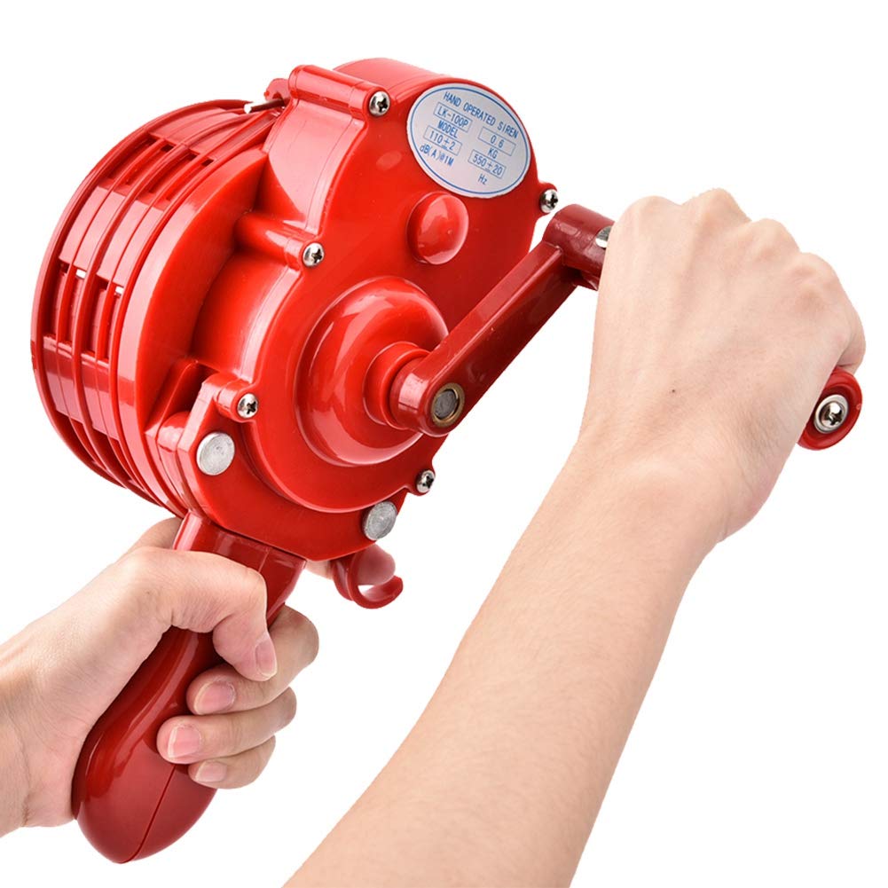 Hand Crank Alarm, Wireless Portable Hand-Operated Sirens, Crowd Evacuation Emergency Accident Alarm (No Power Required)