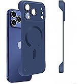 Omio Magnetic Slim Case for iPhone 17 Pro Max Compatible with MagSafe, Matte PC Ultra-Thin Bumper Frameless Borderless Minimalist Design with Camera Lens Protector for Men Women, Dark Blue