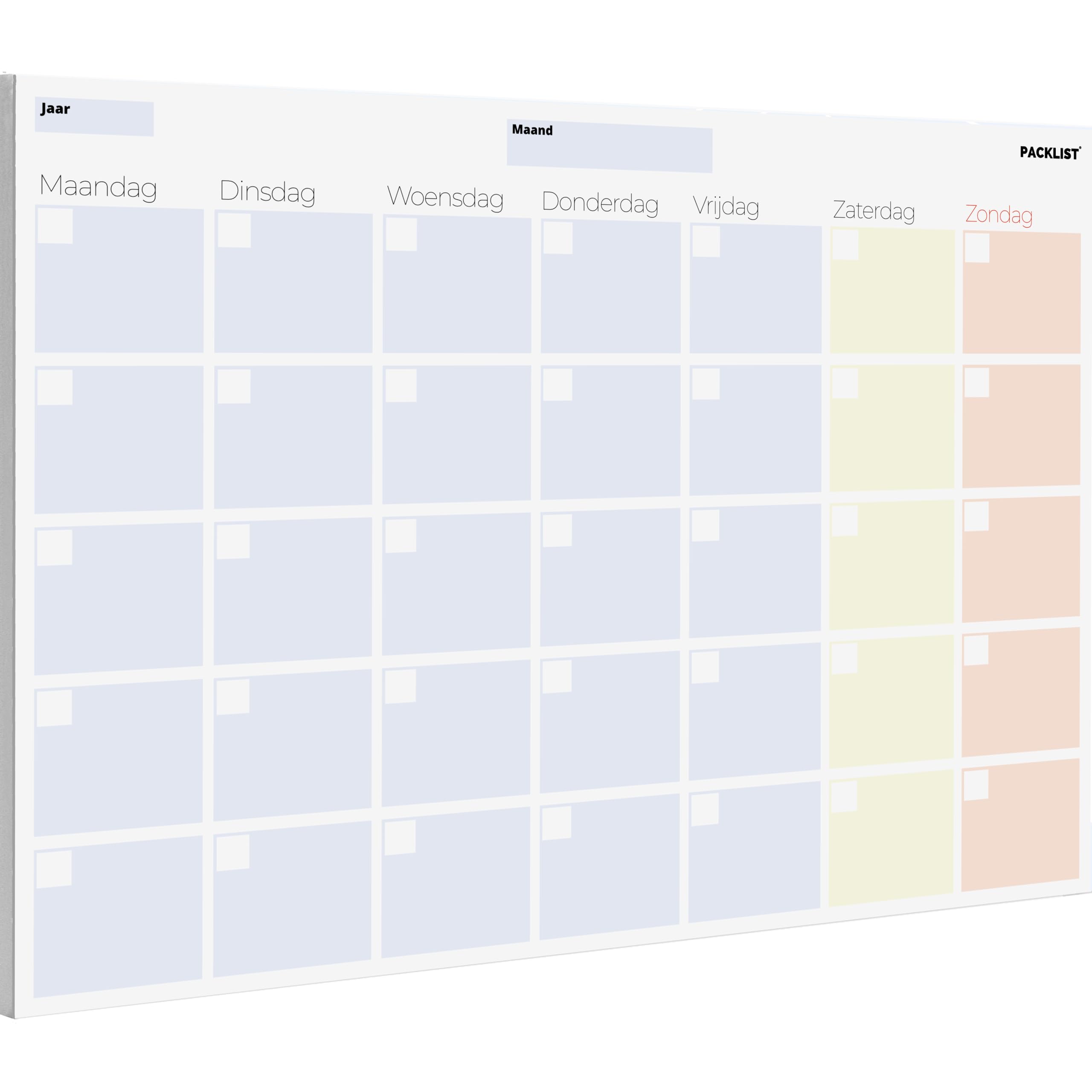 PACKLIST® A4 Maandplanner & Organizer - Eeuwigdurende Kalender - Planner met 25 Vellen. Exclusief en Ecologisch Design, 100% Papier.