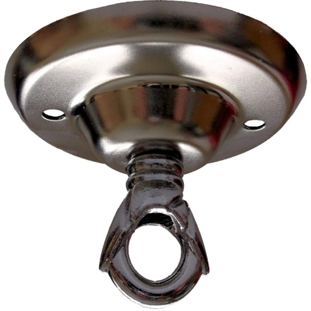 Art Deco Emporium 75mm Vintage Style Ceiling Rose with Art Deco Style Closed Loop in Silver Nickel Finish and Chrome Fixing Screws