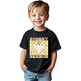 Toddler Halloween Shirt Boys & Girls Holiday Shirts for Kids 2T-8T, Funny Pumpkin Skeleton Ghost Boo Spooky